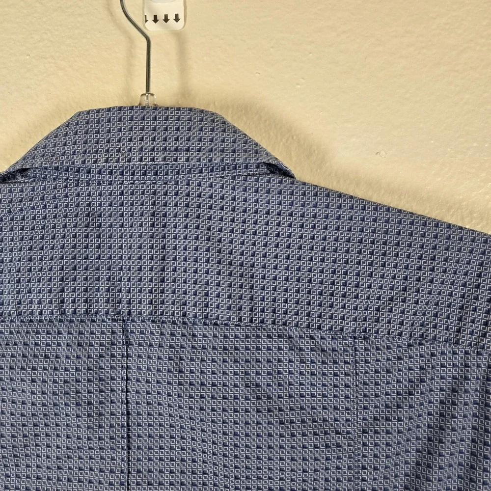 Banana Republic Shirt Mens Small‎ Blue Slim Fit Geometric Long Sleeve Button-Up